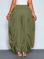 Solid Color Ruched Ice Silk Lantern Pants GQLK 6696