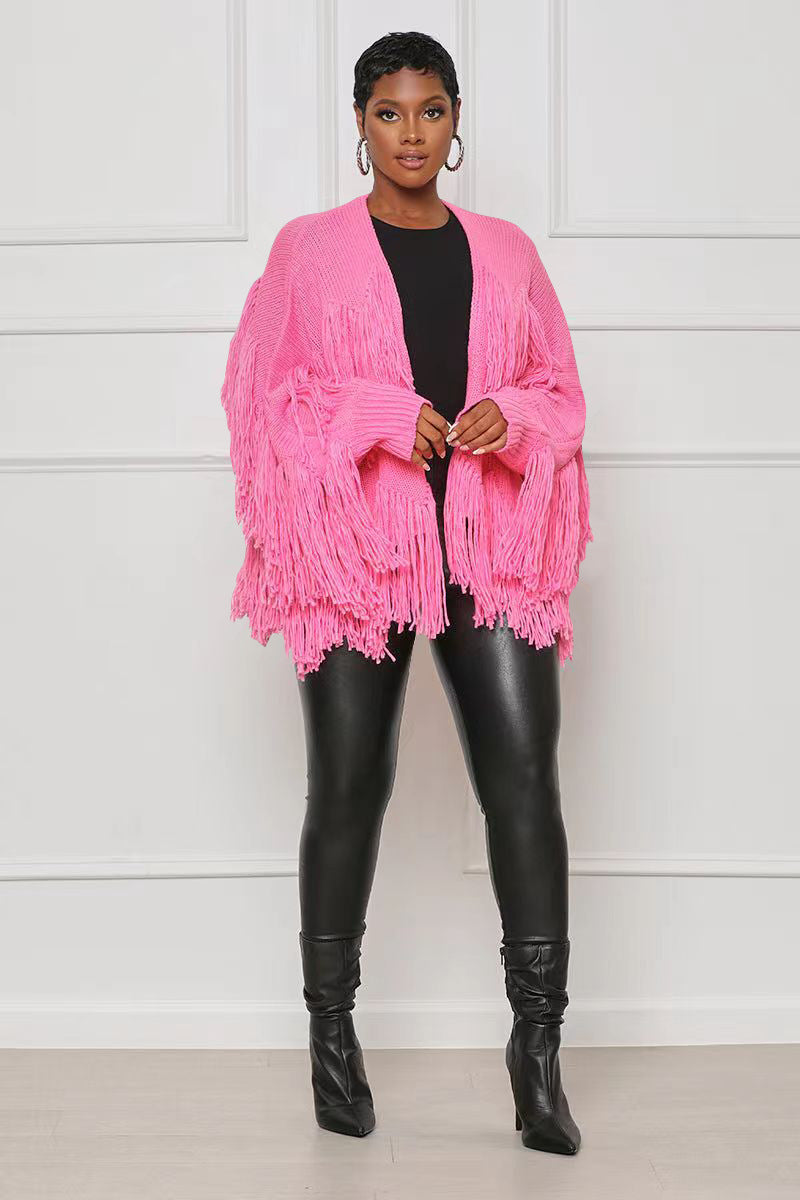 Solid Knits Tassel Cardigan Coat TR 1240