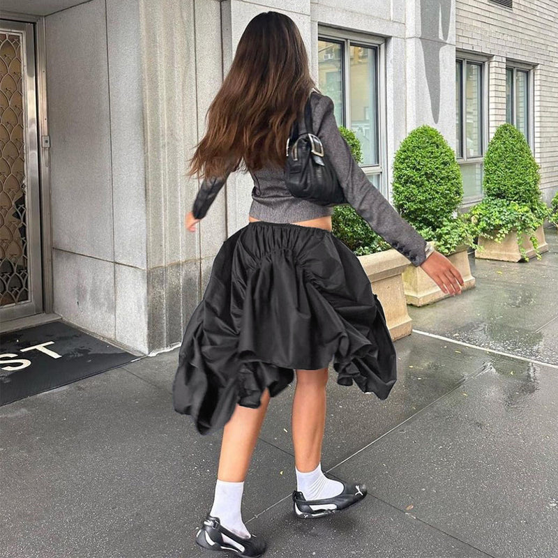 Pleated Irregular Loose Half Skirt GNZD 41048SG
