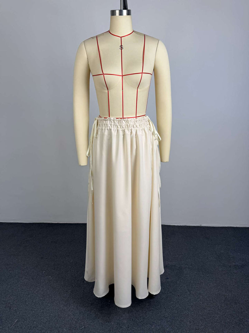 Solid Color Tie Up Long Skirt GCNE 75291
