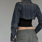 Vintage Cropped Long Sleeve Denim Jacket GQLF 802