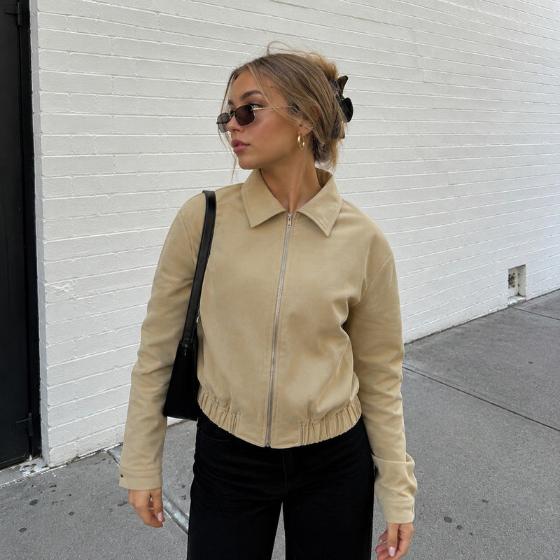 Lapel Neck Zipper Long Sleeve Jackets GPKJ MR51635