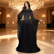 Hot Diamond Chiffon Long Sleeve Maxi Dress BY 7818