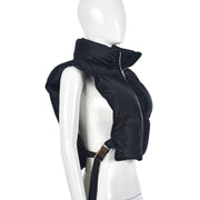 Zipper Stand Collar Bandage Vest Coat GNZD 9620TD