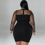 Plus Size Mesh Patchwork Bodycon Dress GDAM 1032