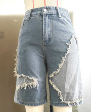 Star Tassl Raw Edge Loose Straight Denim Shorts GSMJ 6994