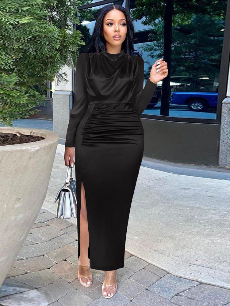 Plus Size Long Sleeve Split Maxi Dress GKEN AM220851