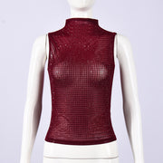 Mesh Hot Drill Sleeveless Top GFRT 51973TBF
