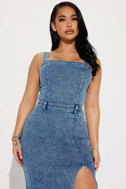 Sleeveless Backless Denim Split Long Dress LX 8612