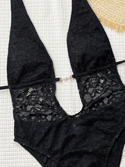 Lace Patchwork Backless One Piece Swimsuit CSYZ G863RY