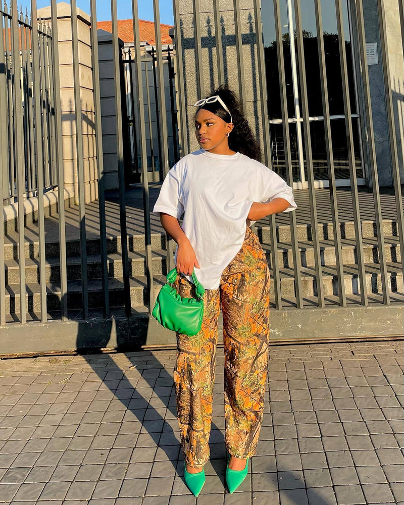 Casual Print Straight Pants QOUY M6018