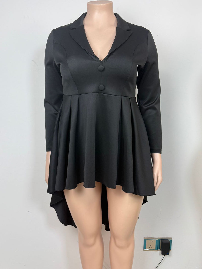 Plus Size Deep V Neck Long Sleeve Mini Dress GAWE 6786