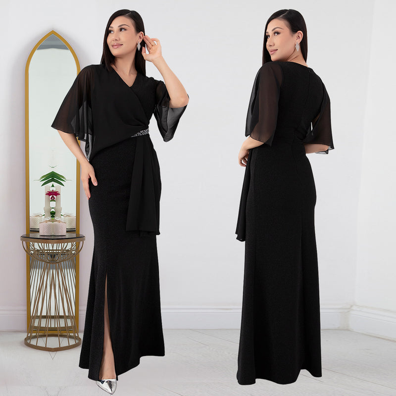 Hot Drill Chiffon Slim Maxi Dress BY 7372