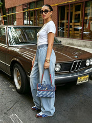 Plus Size Drawstring Wide Leg Jeans GYLN 0022