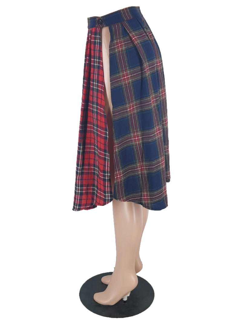 Casual Slit Plaid Half body Skirt ZDF 31333