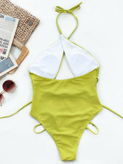 Sexy Solid Color Halter One Piece Swimsuit CSYZ B618