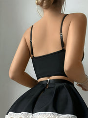 Strappy Cross Back Sexy Bra Skirts Set YQ T998