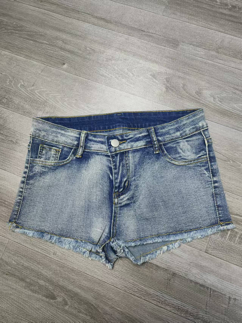 Hot Drill Contrast Color Denim Short GQLF 5800