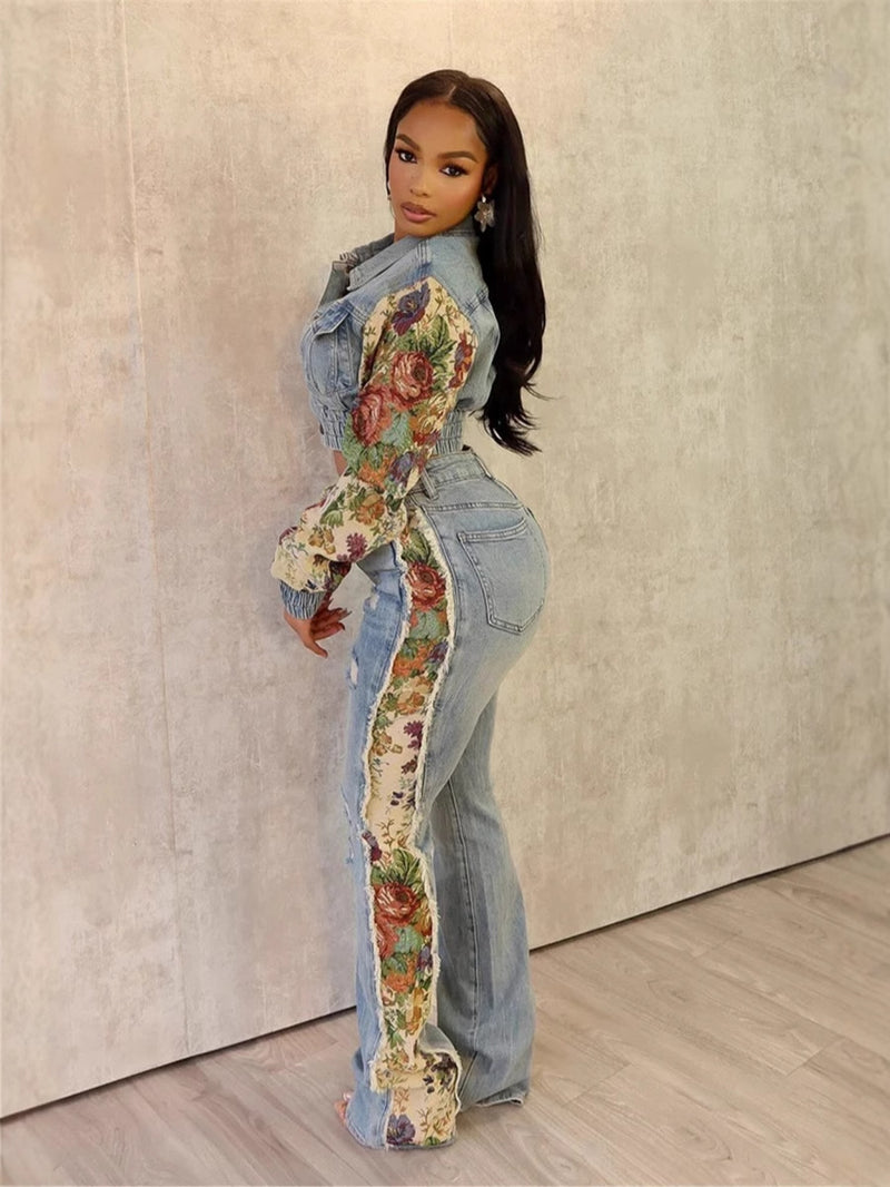 Print Color Fashion Denim Coats YRST T197