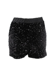 Fashion Sequins Solid Color Straight Shorts SFY TW022