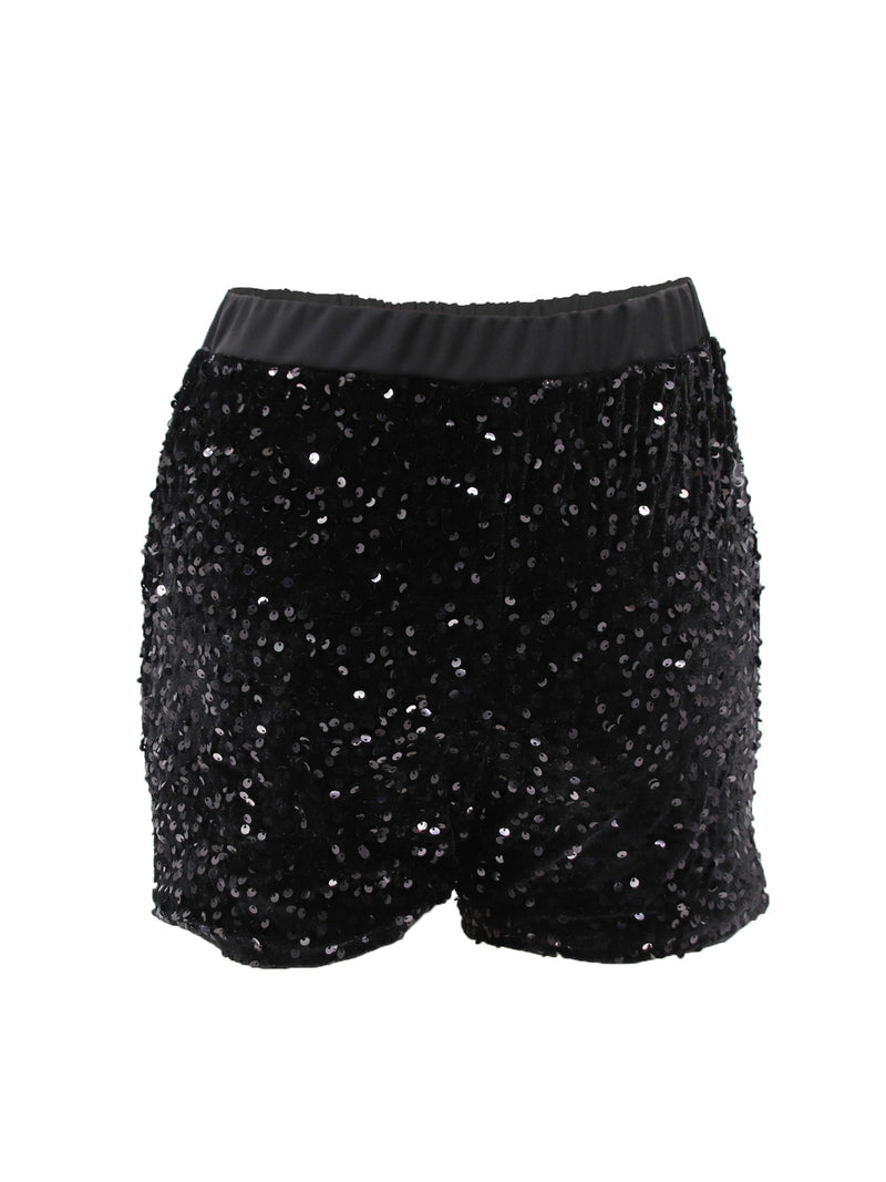 Fashion Sequins Solid Color Straight Shorts SFY TW022