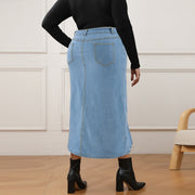 Plus Size Fashion Denim Ruffle Irregular Skirt GDAM 218635