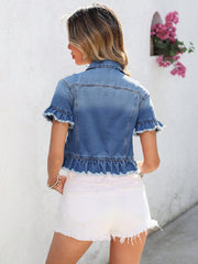 Short Sleeve Denim Short Coats GYXN 65985