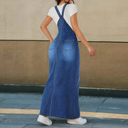 Plus Size Fashion Washed Denim Strap Dress GDAM 218715