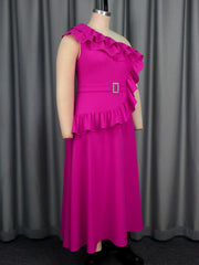 Plus Size Single Shoulder Hot Drill Maxi Dress GKEN AM041037