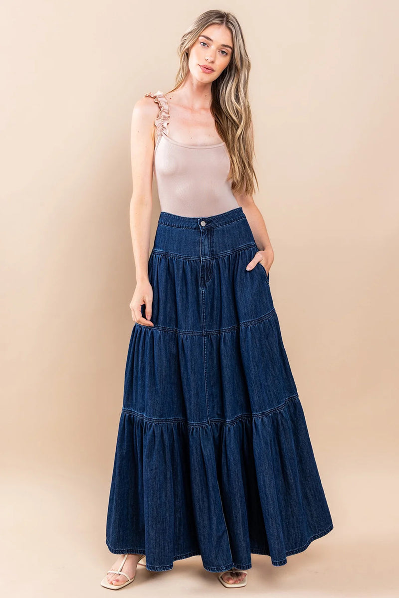 Cake Denim Half Body Long Skirt GMYT 14203