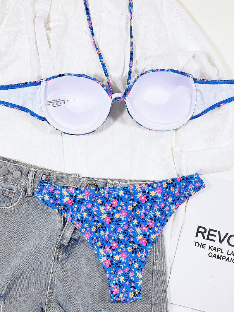 Sexy Floral Print Swimsuit Two Piece Sets CSYZ B543K