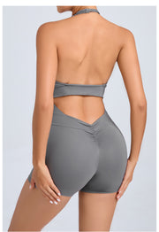 Halterneck Solid Color Yoga Sport Romper GQSA 51001