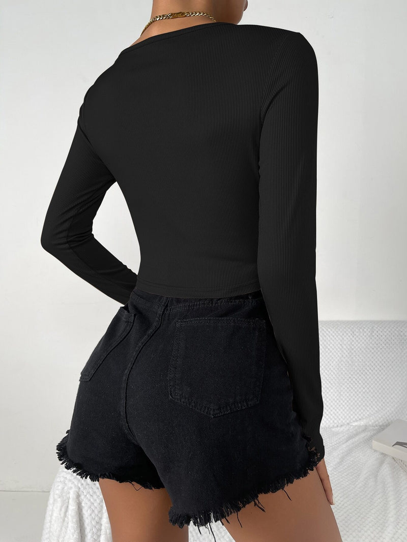 Long Sleeve V Neck Slim T Shirt GYSQ UTEF2080