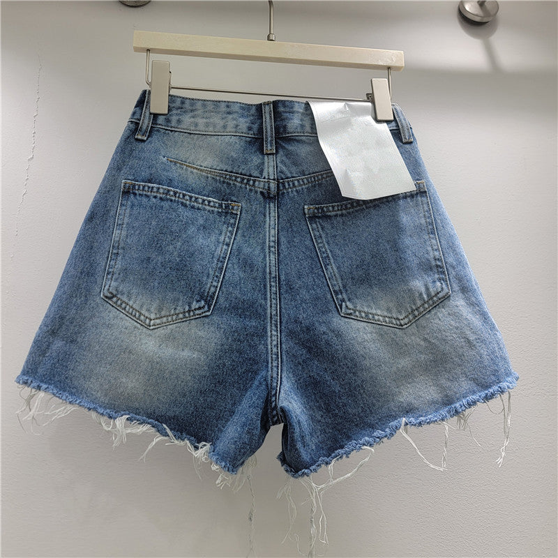 Holes Raw Edge Denim Shorts GZYN R9117