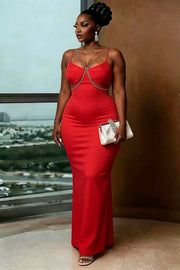 V Neck Sling Slim Maxi Dress GMYU 11500