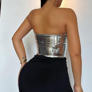 Sexy Bandage Cardigan Skinny PU Vest GPBY 14685