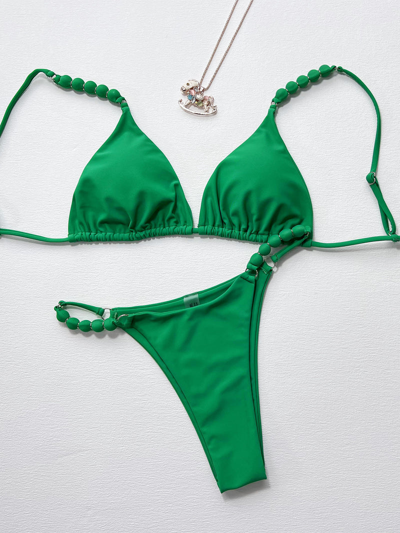 Bikini Solid Sexy Swimsuit Two Piece Set CSYZ C880R