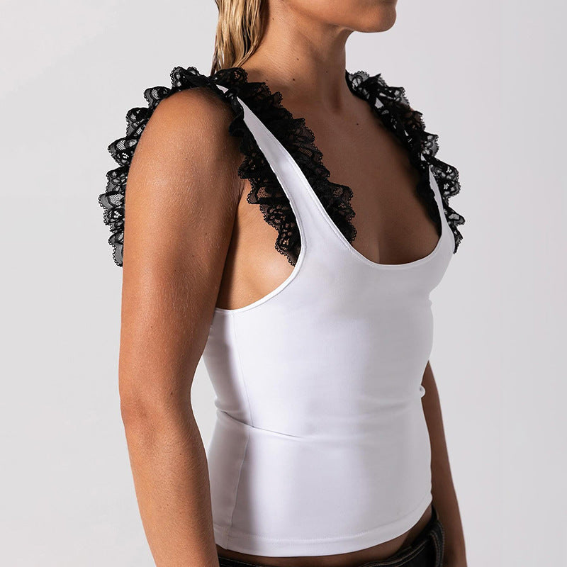 Square Neck Lace Camisole Top GDSF Q25TP084