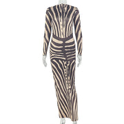Long Sleeve Stripe Casual Maxi Dress GJYO JD305676