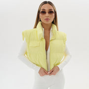Solid Color Sleeveless Zipper Cotton Vest Jacket GSZM Y25TP352