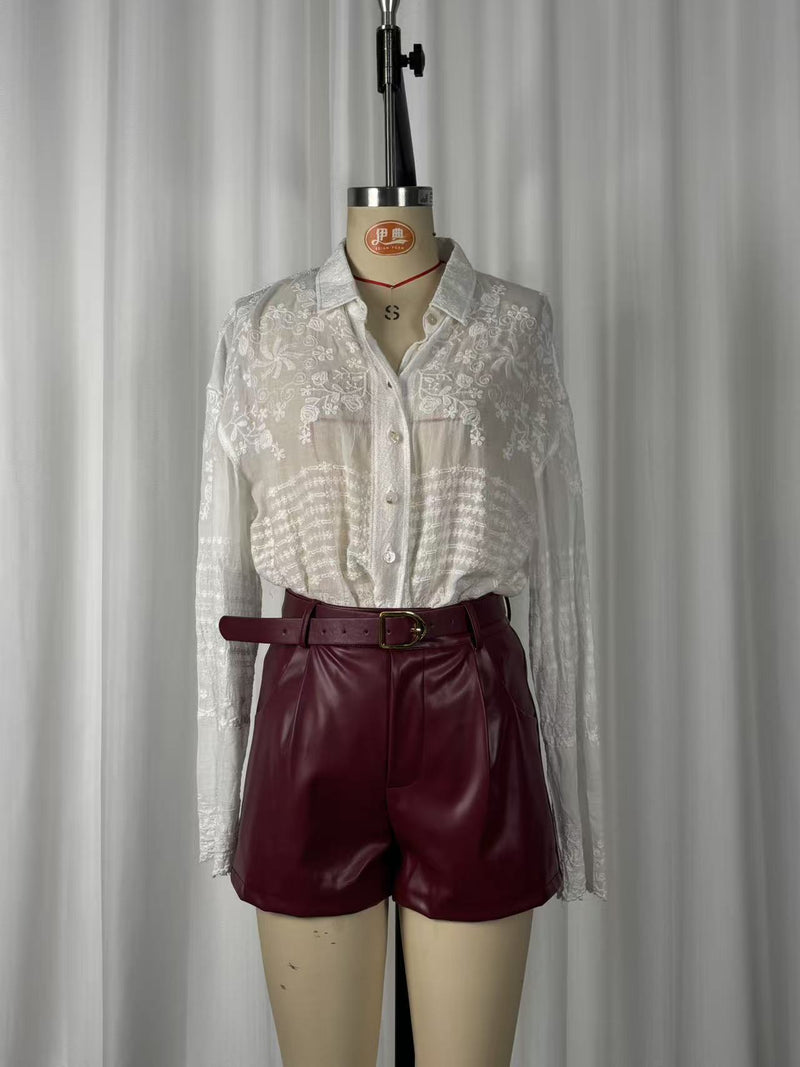 PU Leather Belt Shorts GWDS 260405