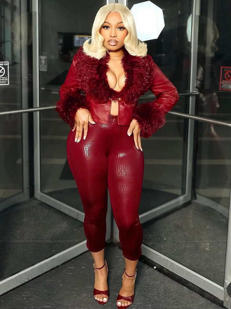 Furrzy Neck V neck Leather Jackets CH 25063