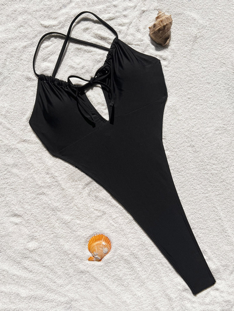 Sexy Solid Backless One Piece Swimsuit CASF 6620