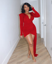Sexy Solid V Neck Irregular Bodycon Dress AIL 234