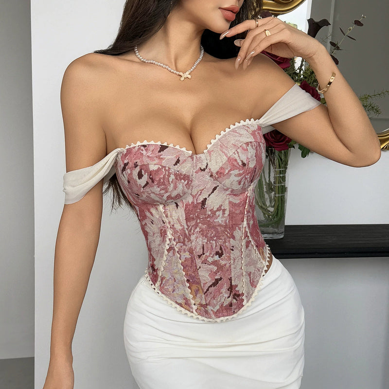 Retro Jacquard Wrap Front Fishbone Camisole GOMN 71097