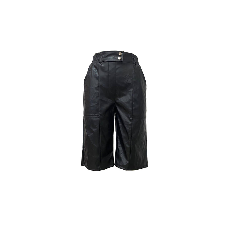 Casual Leather Solid Color Fifth Pants LSD 2400