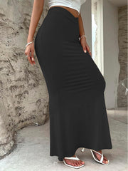Solid Color Small V Long Skirt GYSQ KREC0580