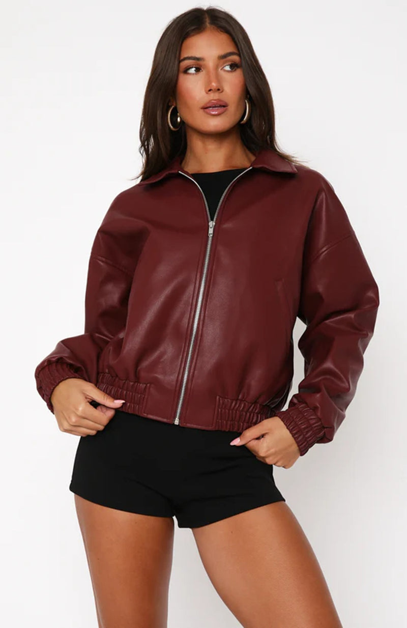 Long Sleeve Zipper PU Leather Coats GPBY 16341