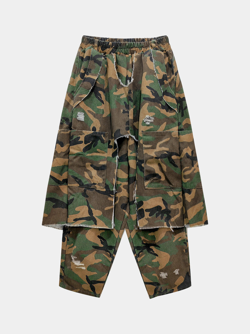 Print Holes Loose Harem Pants SH 391435