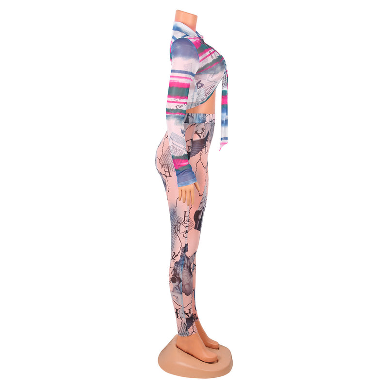 Printed Long Sleeve Cardigan Tops GOSD OS6058
